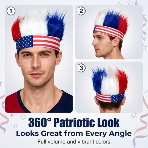 USA 4th of July Outfits Accessories for Men Red White and Blue Hair/Hat, American Flag Headband Fourth of July Outfit Accessories, Olympic Team USA Soccer Fans Patriotic Party Costumes in Kuwait