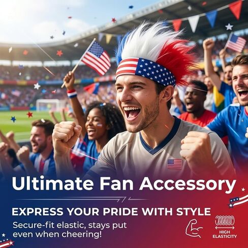 USA 4th of July Outfits Accessories for Men Red White and Blue Hair/Hat, American Flag Headband Fourth of July Outfit Accessories, Olympic Team USA Soccer Fans Patriotic Party Costumes in Kuwait
