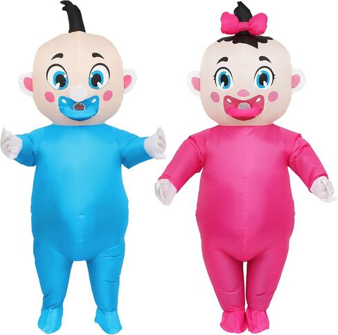 2 Pack Giant Inflatable Baby Costume 91", Blow Up Outfit for Adults, Baby Gender Reveal Party & Gender Reveal Ideas, Boy Girl Reveal Costume for Halloween Christmas Cosplay in Saudi Arabia