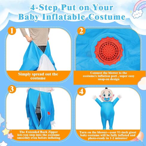 2 Pack Giant Inflatable Baby Costume 91", Blow Up Outfit for Adults, Baby Gender Reveal Party & Gender Reveal Ideas, Boy Girl Reveal Costume for Halloween Christmas Cosplay in Saudi Arabia