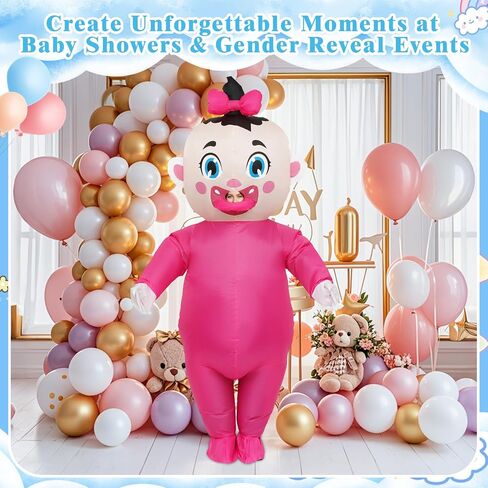 2 Pack Giant Inflatable Baby Costume 91", Blow Up Outfit for Adults, Baby Gender Reveal Party & Gender Reveal Ideas, Boy Girl Reveal Costume for Halloween Christmas Cosplay in Saudi Arabia
