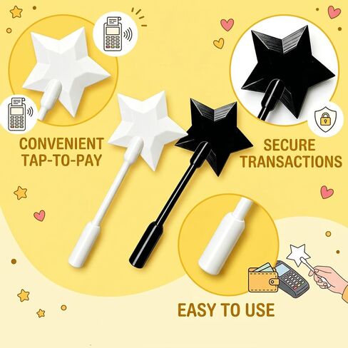 2 PCS Payment Wand, Debit Card Wand Tap to Pay Card Holder, Fairy Wand Tap to Pay Card Holder for Drive-Thru and Self-Checkout (Black/White) in Saudi Arabia