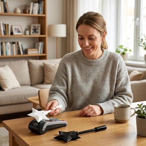 2 PCS Payment Wand, Debit Card Wand Tap to Pay Card Holder, Fairy Wand Tap to Pay Card Holder for Drive-Thru and Self-Checkout (Black/White) in Saudi Arabia