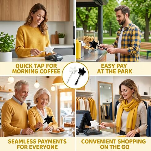 2 PCS Payment Wand, Debit Card Wand Tap to Pay Card Holder, Fairy Wand Tap to Pay Card Holder for Drive-Thru and Self-Checkout (Black/White) in Saudi Arabia