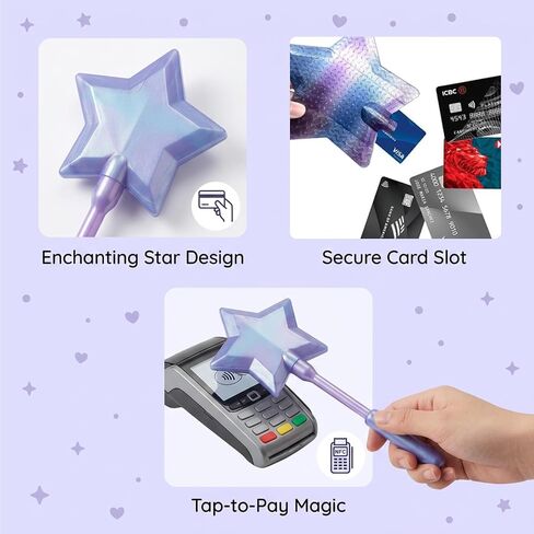 1PCS Credit Card Wand, Magic Tap to Pay Wand for Easy Checkout, Star Magic Wands Digital Payment Tool, Fairy Wand Credit Card Holder for Themed Parties and Cosplay Events Purple in Saudi Arabia
