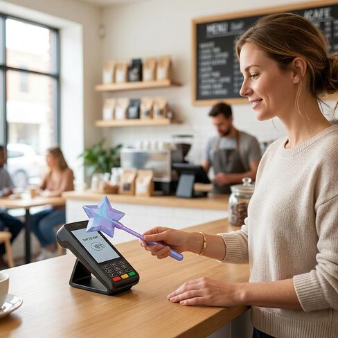 1PCS Credit Card Wand, Magic Tap to Pay Wand for Easy Checkout, Star Magic Wands Digital Payment Tool, Fairy Wand Credit Card Holder for Themed Parties and Cosplay Events Purple in Saudi Arabia