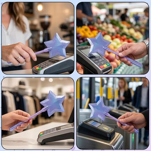 1PCS Credit Card Wand, Magic Tap to Pay Wand for Easy Checkout, Star Magic Wands Digital Payment Tool, Fairy Wand Credit Card Holder for Themed Parties and Cosplay Events Purple in Saudi Arabia