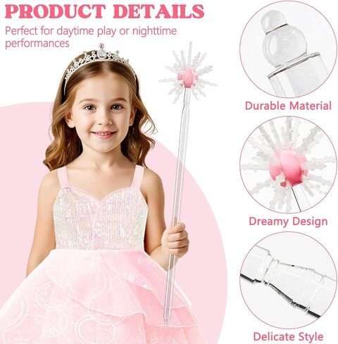 Enchanted Pink Good Witch Wand – Premium Fantasy Princess Magic Staff, 22-Inch Fairy Witch Wand Cosplay Prop, Easy 3-Piece Assembly, Roleplay Costume Accessory for Kids & Collectors Ages 5+ in Saudi Arabia