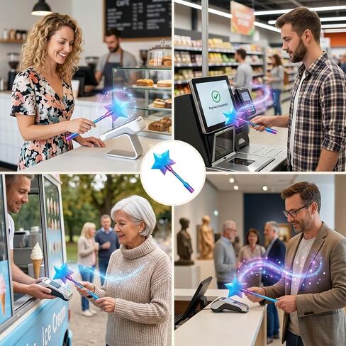 Magic Wand Credit Card Holder, Credit Card Wand, Random Gradient Color Design Tap to Pay Wand, 3D Printed Star Magic Wands Digital Payment, for Easy Checkout Suitable Scenarios for Card Payment in Kuwait