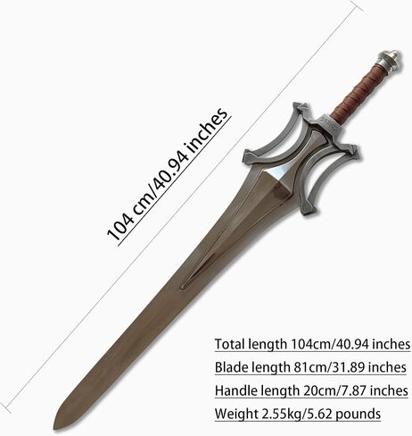 He Man's Sword of Power - All Metal Decorative Sword with Display Plaque, Leather Wrapped Handle, Stainless Steel Blade and Alloy Accessories, 40.94 inches in Kuwait