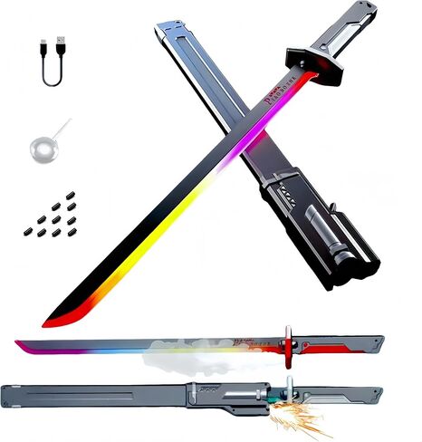 Cyberpunk Neon Sword | 31.5" Spark Blade w/Hit Sensor Sound & Fog | Type-C Rechargeable | for Rave, Cosplay & Display (Ash-Gray) in Saudi Arabia