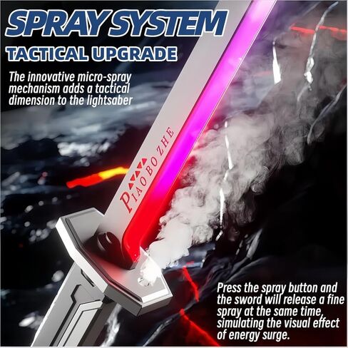 Cyberpunk Neon Sword | 31.5" Spark Blade w/Hit Sensor Sound & Fog | Type-C Rechargeable | for Rave, Cosplay & Display (Ash-Gray) in Saudi Arabia