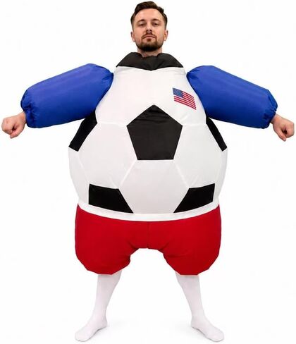 Inflatable Soccer Costume for Adults, Funny Costume with Free Knee High Soccer Socks, Giant Outfit for Halloween, Soccer Parties, Sporting Events, Game Day and Parades in Saudi Arabia