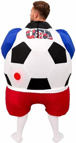 Inflatable Soccer Costume for Adults, Funny Costume with Free Knee High Soccer Socks, Giant Outfit for Halloween, Soccer Parties, Sporting Events, Game Day and Parades in Saudi Arabia