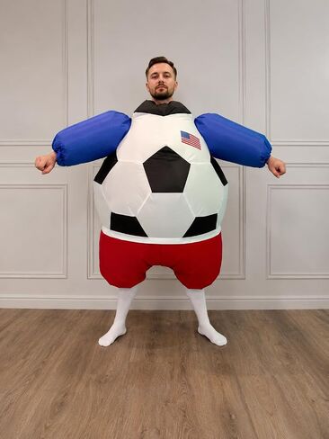 Inflatable Soccer Costume for Adults, Funny Costume with Free Knee High Soccer Socks, Giant Outfit for Halloween, Soccer Parties, Sporting Events, Game Day and Parades in Saudi Arabia