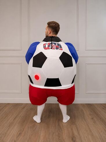 Inflatable Soccer Costume for Adults, Funny Costume with Free Knee High Soccer Socks, Giant Outfit for Halloween, Soccer Parties, Sporting Events, Game Day and Parades in Saudi Arabia