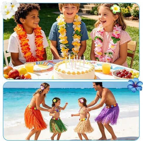 Hawaiian Grass Skirt Luau Party Decorations, Hula Grass Skirts for Adults Hawaiian Leis for Tropical Party, Birthday, Celebration Multicolor in Saudi Arabia
