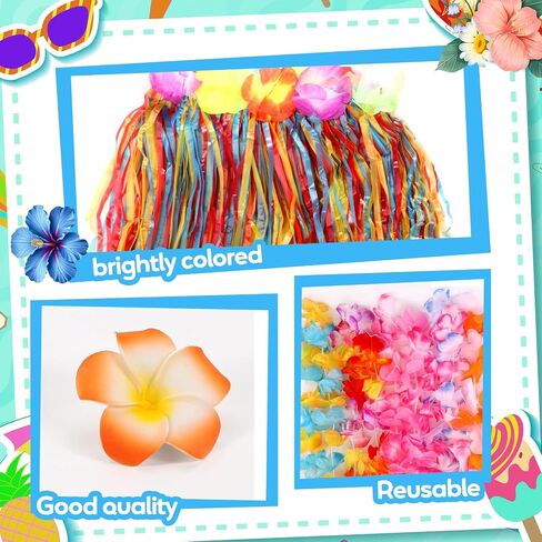 Hawaiian Grass Skirt Luau Party Decorations, Hula Grass Skirts for Adults Hawaiian Leis for Tropical Party, Birthday, Celebration Multicolor in Saudi Arabia