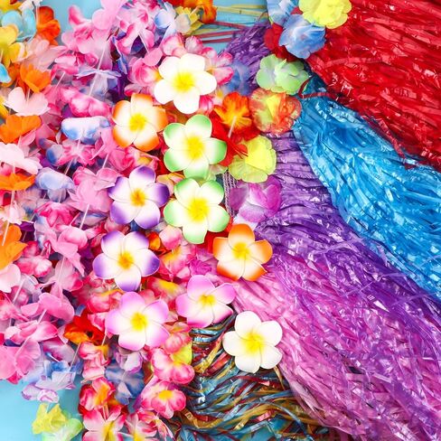 Hawaiian Grass Skirt Luau Party Decorations, Hula Grass Skirts for Adults Hawaiian Leis for Tropical Party, Birthday, Celebration Multicolor in Saudi Arabia