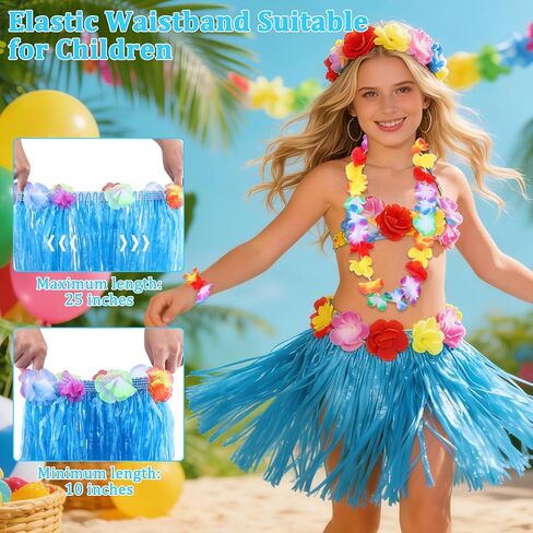 NICEMOVIC 12pcs Hawaiian Grass Skirts with 24pcs Bracelets, 12 pcs Necklaces &12 pcs Headbands, Luau Party Decorations Bulk for Women Adult, Hula Skirt for Tropical Beach Holiday Party Favor Supplies in Saudi Arabia