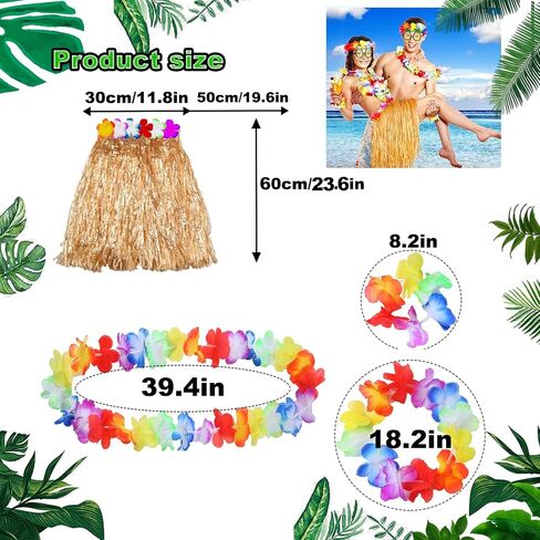 Hawaiian hula skirts & leis themed party decorations,Adult Luau Grass Skirt Suitable for Tropical Beach Partie in Saudi Arabia