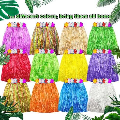 Hawaiian hula skirts & leis themed party decorations,Adult Luau Grass Skirt Suitable for Tropical Beach Partie in Saudi Arabia