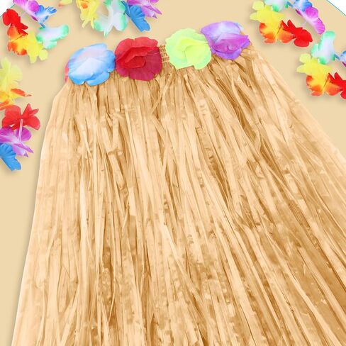 HOFASON 12PCS Luau Hawaiian Raffia Skirts With 24PCS Wristbands Party Decorations Bulk for Women Adult, Hibiscus Flowers Hula Skirt for Tropical Beach Holiday Birthdays Costume Party Favor Supplies in Saudi Arabia