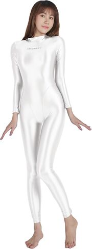 AMORESY Artemis Series Shiny Catsuit Rear Zip Turtleneck Full Body Jumpsuit Zentai Style with Exposed Hands and Feet in Saudi Arabia