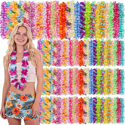 Hawaiian Leis Bulk for Luau Party Decorations Colorful Tropical Flower Leis for Adults Hawaiian in Saudi Arabia