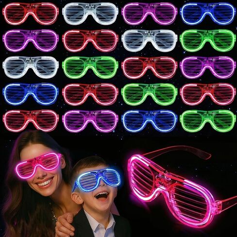 20 قطعة من نظارات LovesTown LED للحفلات، 6 ألوان مضيئة تتوهج في الظلام لوازم الحفلات إكسسوارات ظلال مصراع النيون للكبار/الأطفال وأعياد ميلاد الزفاف، جائزة رائعة لمسابقة المدرسة in Kuwait