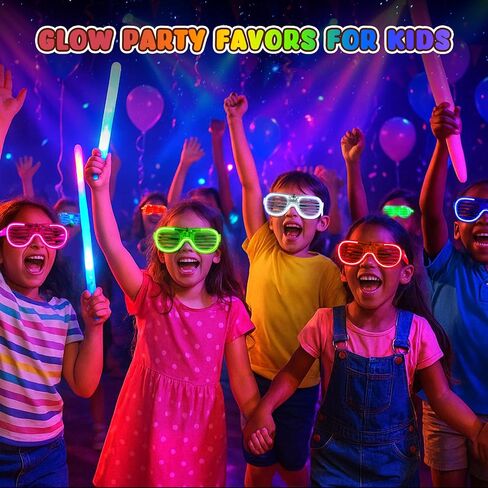 20 قطعة من نظارات LovesTown LED للحفلات، 6 ألوان مضيئة تتوهج في الظلام لوازم الحفلات إكسسوارات ظلال مصراع النيون للكبار/الأطفال وأعياد ميلاد الزفاف، جائزة رائعة لمسابقة المدرسة in Kuwait