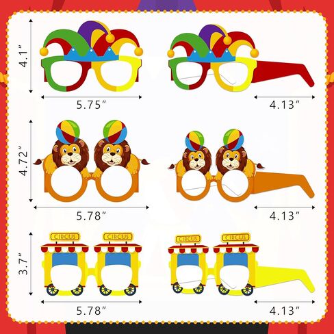 Moon Boat 60Pcs Circus Paper Glasses Party Decorations for Adults Bulk, Carnival Theme Photo Booth Props Sunglasses Birthday Supplies in Kuwait