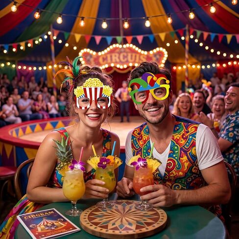 Moon Boat 60Pcs Circus Paper Glasses Party Decorations for Adults Bulk, Carnival Theme Photo Booth Props Sunglasses Birthday Supplies in Kuwait