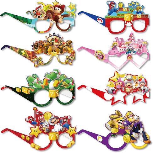 8Pcs Mario Party Decorative Glasses, Cosplay Decorative Glasses, Ideal for Super Bros Themed Birthday Decoration & Party Gifts in Saudi Arabia