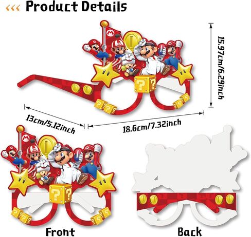 8Pcs Mario Party Decorative Glasses, Cosplay Decorative Glasses, Ideal for Super Bros Themed Birthday Decoration & Party Gifts in Saudi Arabia
