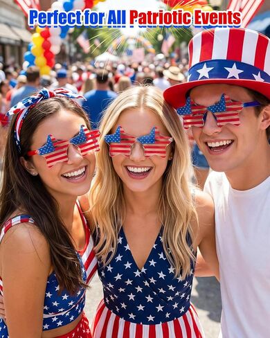 20/36 Pack 4th of July Sunglasses for Women Men, Flag Patriotic Star/Heart Glasses for Independence Day Party Accessories in Saudi Arabia