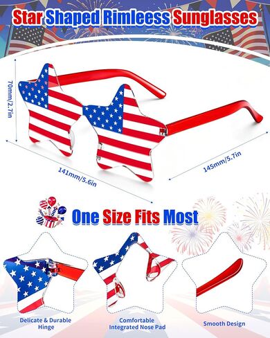 20/36 Pack 4th of July Sunglasses for Women Men, Flag Patriotic Star/Heart Glasses for Independence Day Party Accessories in Saudi Arabia