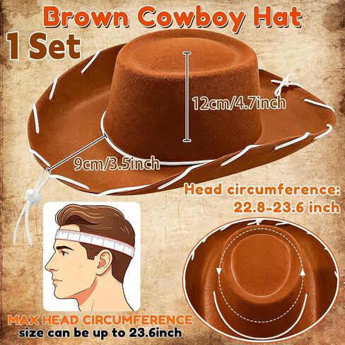 Cowboy Hat,Western Sheriff Costume Hats Wild West Wide Brim Cowgirl Headwear for Men Women,Halloween Cosplay,Themed Party,Birthday,Brown in Saudi Arabia