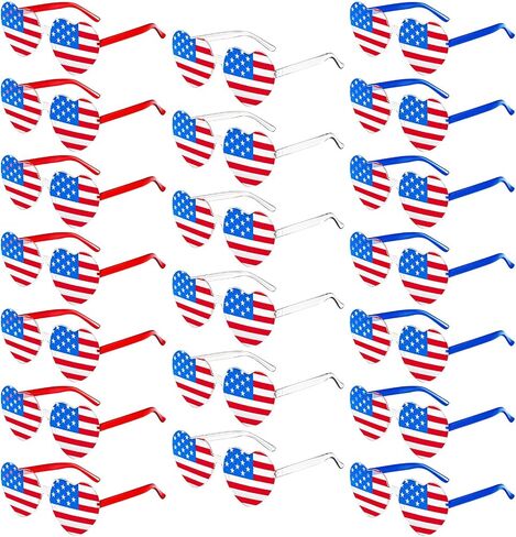 20/36 Pack 4th of July Sunglasses for Women Men, Flag Patriotic Star/Heart Glasses for Independence Day Party Accessories in Saudi Arabia