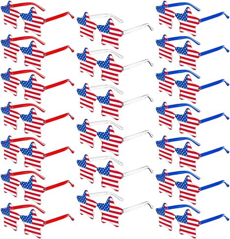 20/36 Pack 4th of July Sunglasses for Women Men, Flag Patriotic Star/Heart Glasses for Independence Day Party Accessories in Saudi Arabia
