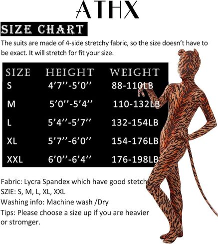 ATHX Men's and Women's Animal Costume Bodysuit Halloween Adult Stretch Spandex One Piece Cosplay Body Suit in Saudi Arabia