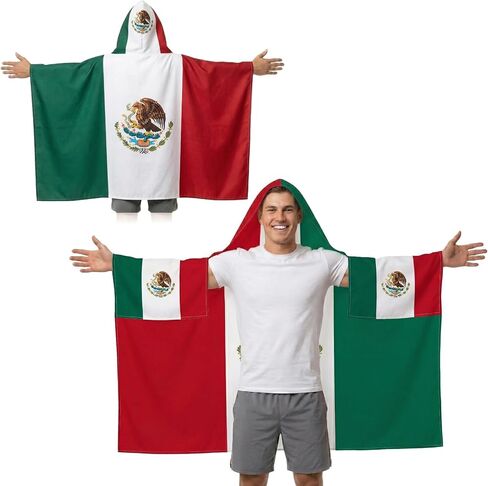 USA Hooded Flag Cape with Sleeves for Soccer Tournament - 3x5 Ft Wearable American Flag Costume for Fan Gear in Saudi Arabia