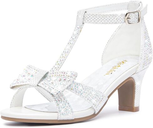Motasha Girl Dress Shoes Girls High Heel Sandals Pump Open Toe T Strap Rhinestone Sandals Wedding Party Prom Shoes Little Big Kids in Saudi Arabia