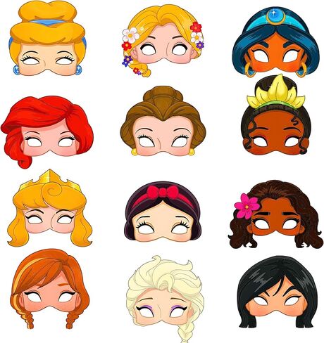 12Pcs Princess Masquerade Mask, Cute Classic Character Masks, Princess Role Playing Props, Birthday Decorations in Saudi Arabia