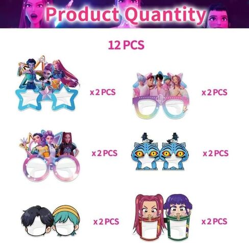 12Pcs Demon Movie Hunters Party Set, Party Decorative Glasses, Cosplay Decorative Glasses, Suitable for Witch Hunter Group Birthday Parties, Children's Birthday Party Gifts. in Saudi Arabia