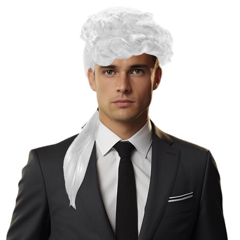 Abaodam Judge Wig Long White Funny Crazy Lawyer Wigs Barrister Costume for Halloween Costume Cosplay Party in Kuwait