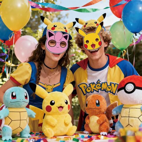 12Pcs Pokemon Masks Party Set: Decorative Masks (Cosplay Style) - Ideal for Cartoon Themed Birthday Parties & Party Gifts in Saudi Arabia