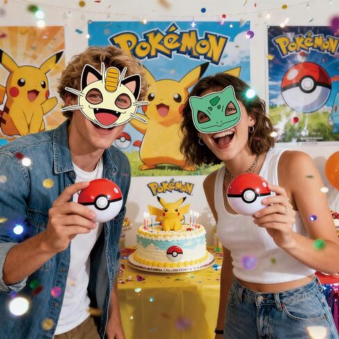 12Pcs Pokemon Masks Party Set: Decorative Masks (Cosplay Style) - Ideal for Cartoon Themed Birthday Parties & Party Gifts in Saudi Arabia