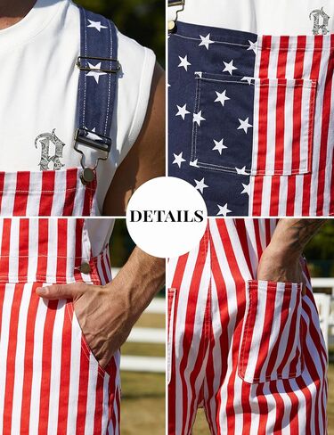 American Flag Overalls Men,USA Hat,4th of July Sunglasses,Patriotic Socks,4 Pcs for Memorial Independence Day in Saudi Arabia