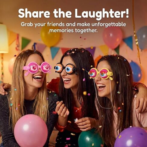3Pcs Funny Glasses for Adults Crazy Eye Glasses(with 3 Glasses Cords), Eyes Glasses Adult Size Silly Sunglass With Blinking Eyeball for Party and Performances(Pink,Black,Yellow) in Saudi Arabia